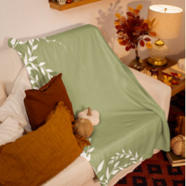 Manta Polar Hojas Botánicas de Sage Green