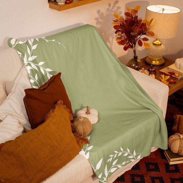 Manta Polar Hojas Botánicas de Sage Green (Subido por el creador)