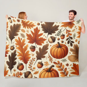 Manta Polar hojas/calabazas/bellotas clásicas Otoño