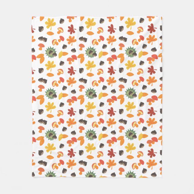 Manta Polar Hojas, castañas y setas por todos lados (Anverso)