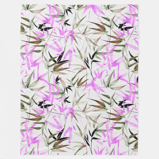 Manta Polar Hojas de acuarela de Lilac (Anverso)
