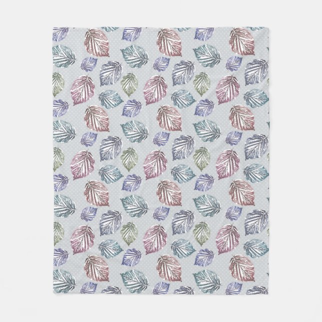 Manta Polar Hojas de apertura sobre fondo gris claro (Anverso)