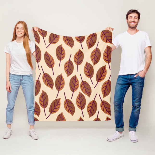 MANTA POLAR HOJAS DE BEIGE (In situ)