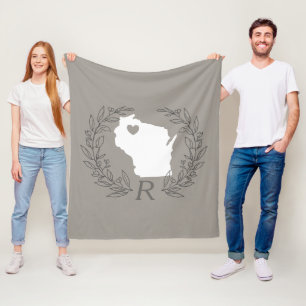 Manta Polar Hojas de guirnalda del mapa estatal de Wisconsin m