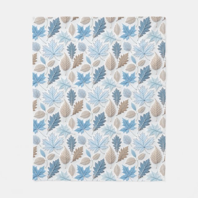 Manta Polar hojas de invierno recubiertas de heladas delicadas (Anverso)