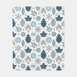 Manta Polar Hojas de invierno y formas de nieve Funda