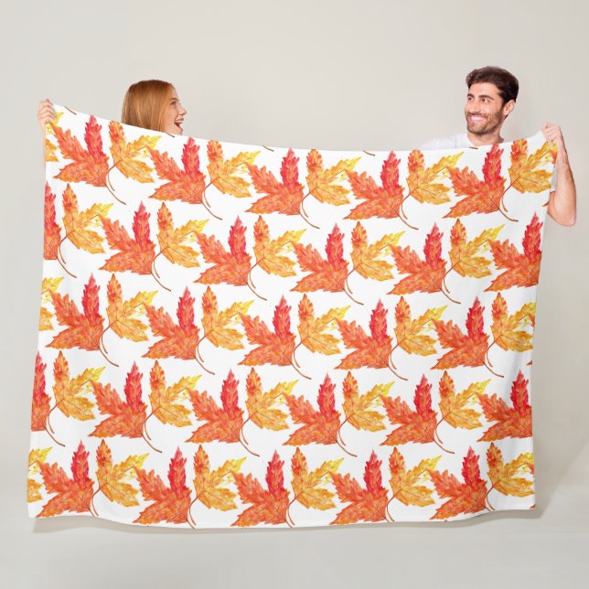 Manta Polar Hojas de otoño acuarela Caída Árbol rústico (In situ)