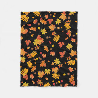 Manta Polar Hojas de otoño (negras) Fleece Throw Blanket