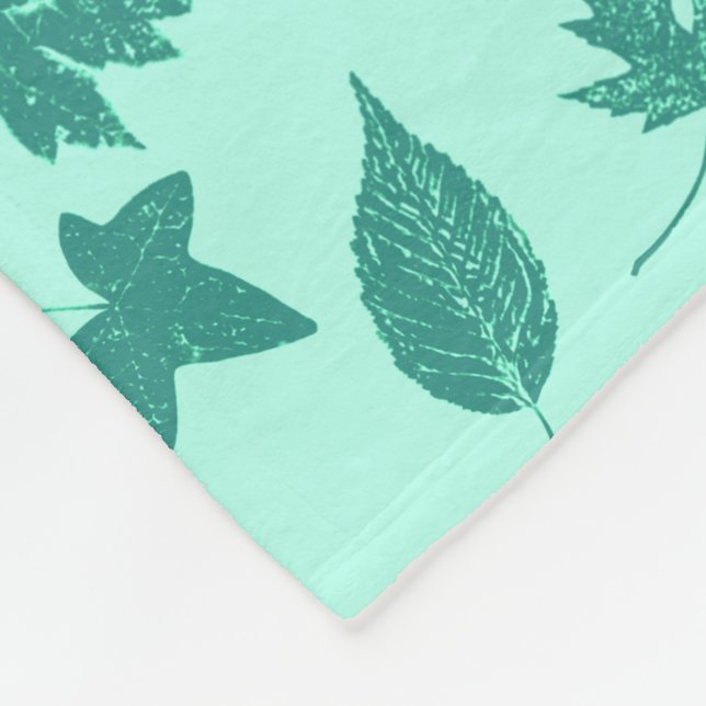 Manta Polar Hojas de otoño - turquesa y aqua (Esquina)