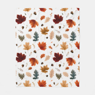 Manta Polar Hojas de otoño y follaje de bellotas