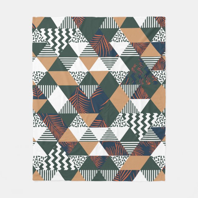 Manta Polar Hojas de palma geométricas, patrón de moda (Anverso)