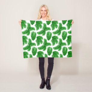 Manta Polar Hojas de Palma Verdes Frescas Estampado Tropical