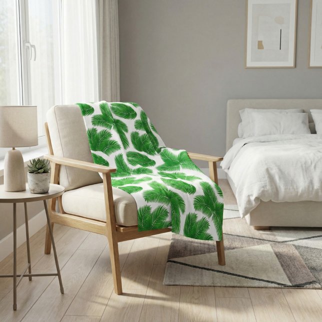 Manta Polar Hojas de Palma Verdes Frescas Estampado Tropical (Subido por el creador)