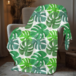 Manta Polar Hojas de palma verdes modernas elegantes