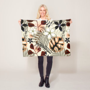 Manta Polar Hojas de palma y monstera, tropicales