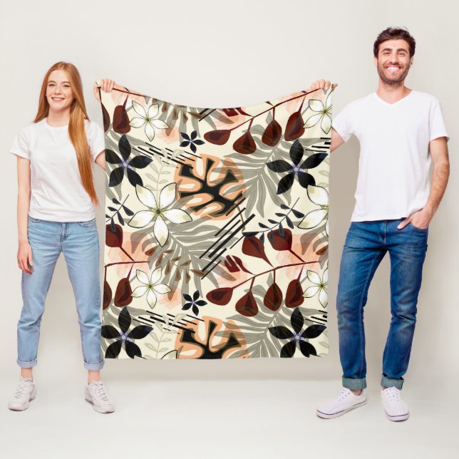 Manta Polar Hojas de palma y monstera, tropicales (In situ)