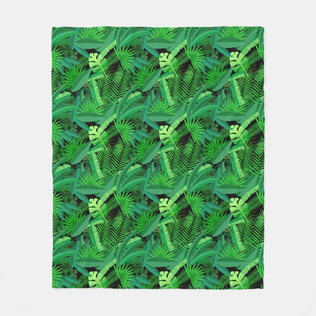 Manta Polar Hojas de palmeras tropicales (Anverso)