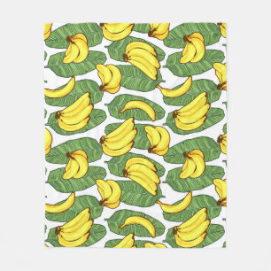 Manta Polar Hojas de plátano: Patrón de frutas tropicales