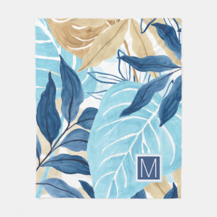 Manta Polar Hojas de selva azul
