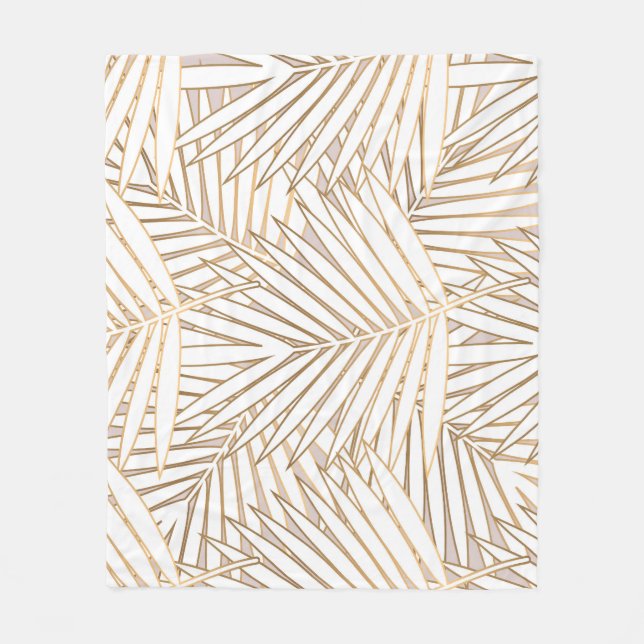 Manta Polar Hojas doradas de palma: arte deco. (Anverso)