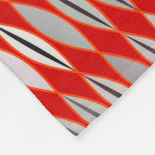 Manta Polar Hojas modernas de medio siglo, rojo oscuro y gris