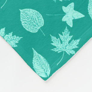 Manta Polar Hojas otoñales - aqua y turquesa