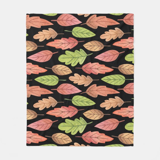 Manta Polar Hojas otoñales de acuarela: patrón sin soldadura (Anverso)