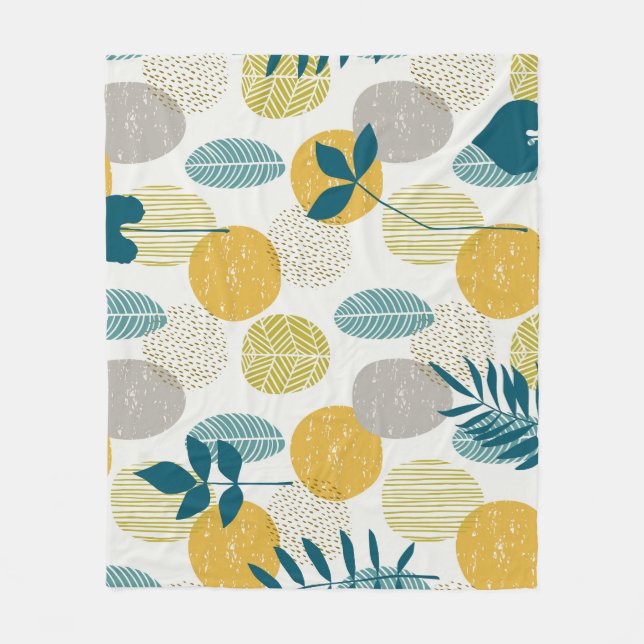 Manta Polar Hojas otoñales, patrón vintage sin costuras. (Anverso)