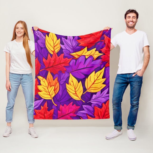 Manta Polar Hojas Personalizados vívidas: morado, amarillo, ro (In situ)