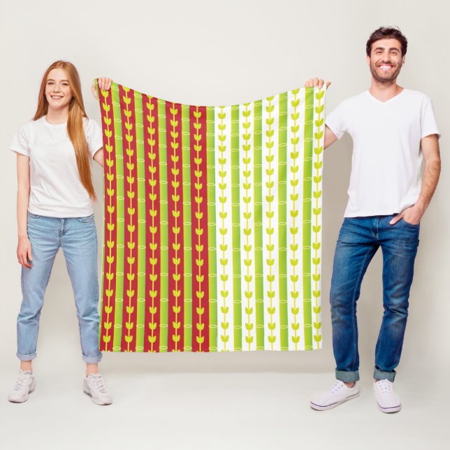 Manta Polar Hojas rojas de bambú verde (In situ)