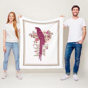 Manta Polar Hojas tropicales de loro árido salvaje y libre