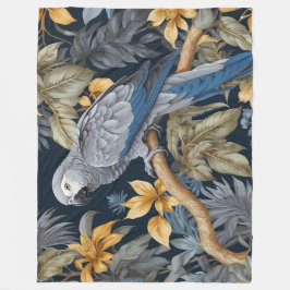 Manta Polar Hojas tropicales de loro gris africano