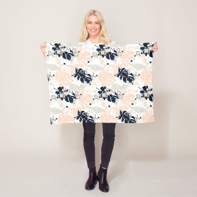 Manta Polar Hojas tropicales de selva sin foco monstera palmab (In situ)