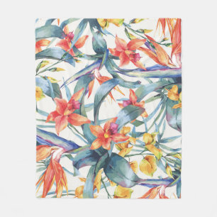Manta Polar Hojas tropicales Flores Vintage Botánica