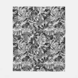 Manta Polar Hojas tropicales negras y blancas
