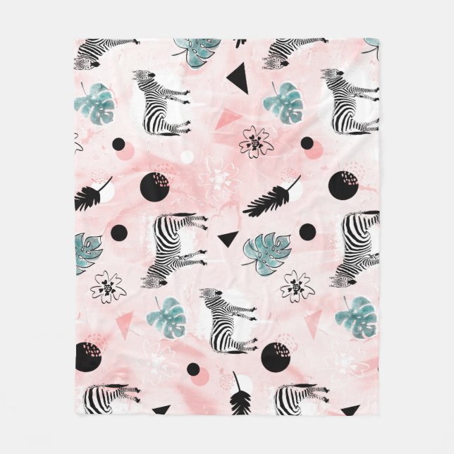 Manta Polar Hojas tropicales Patrón de centeno de cebada (Anverso)