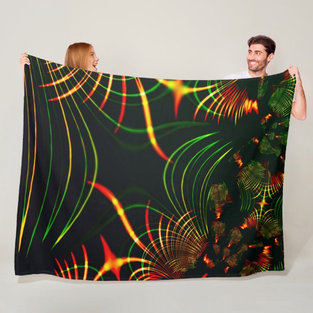 Manta Polar Hojas verdes virtuales, "espina rojiza" (In situ)