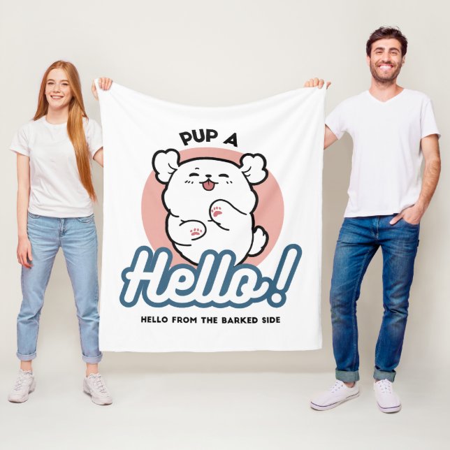 Manta Polar ¡Hola! - Diseño feliz de Personalizados de perros  (In situ)