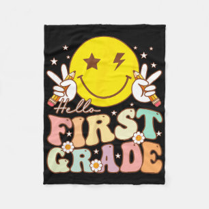 Manta Polar Hola Hippie de primer grado Cara sonriente 1er gra