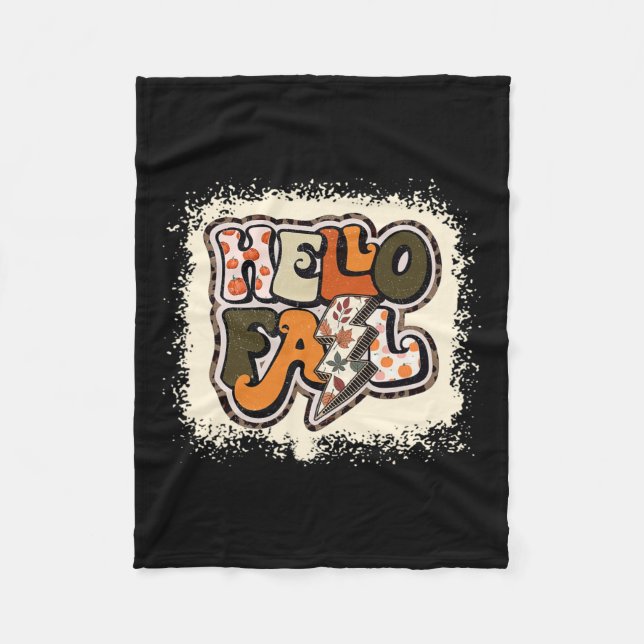 Manta Polar Hola otoño Vibes Retro Groovy (Anverso)