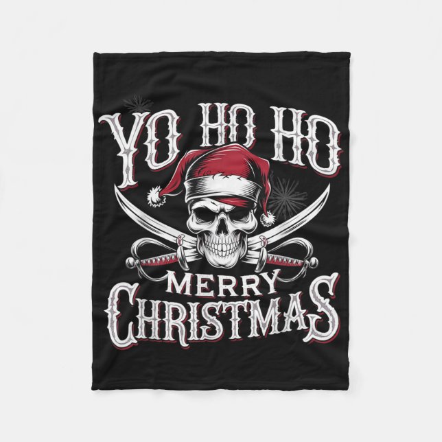 Manta Polar Holiday Pirate Yo Ho Ho Merry Christmas Santa Hat  (Anverso)