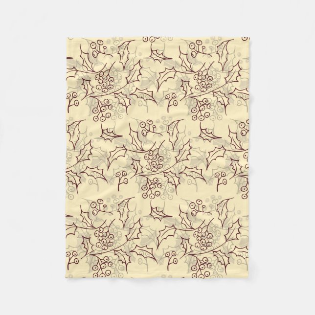 Manta Polar Holly berries diseño sin fisuras (Anverso)