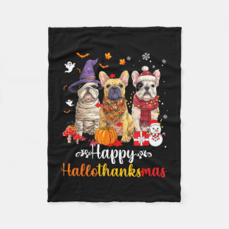 Manta Polar Hombre bulldog francés perro navidad halloween