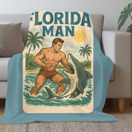 Manta Polar Hombre de Florida Luchador de Tiburones Divertida 
