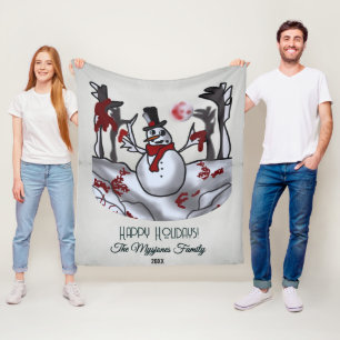 Manta Polar Hombre de nieve en el bosque navideño