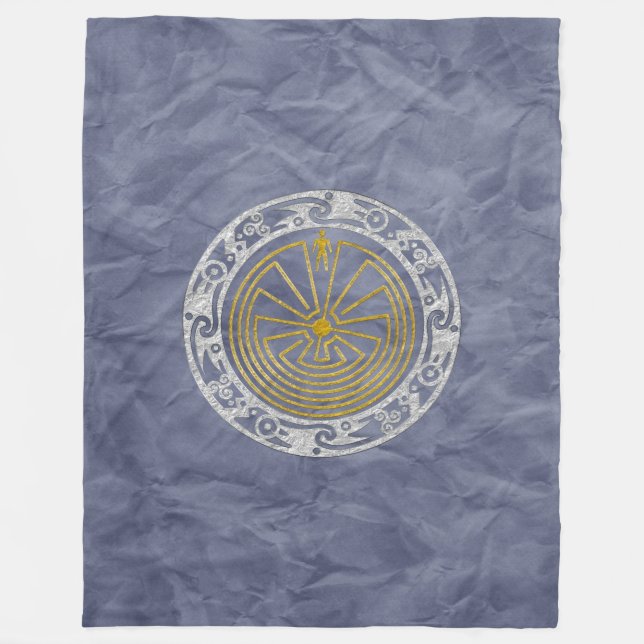 Manta Polar HOMBRE EN EL ornamento MAZE + tu fondo (Anverso)