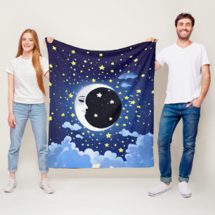 Manta Polar Hombre en la luna con fondo estrellado
