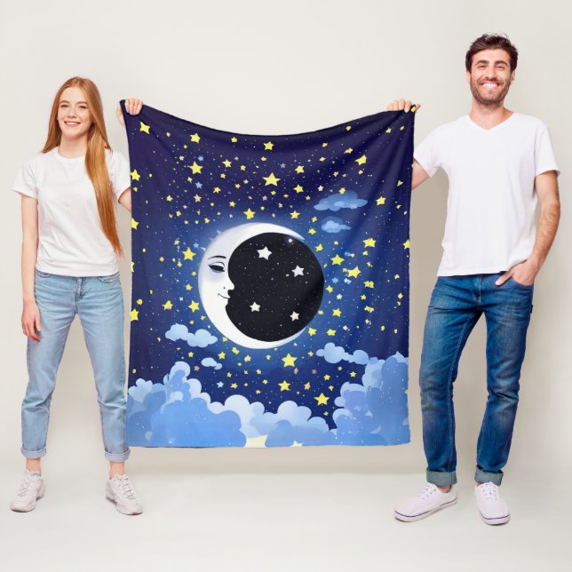 Manta Polar Hombre en la luna con fondo estrellado (In situ)