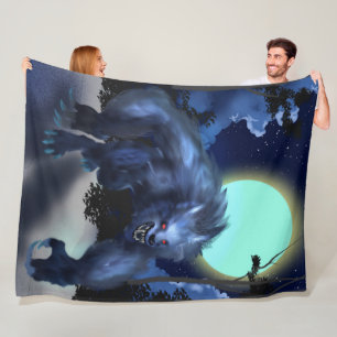 Manta Polar Hombre lobo en claro de luna