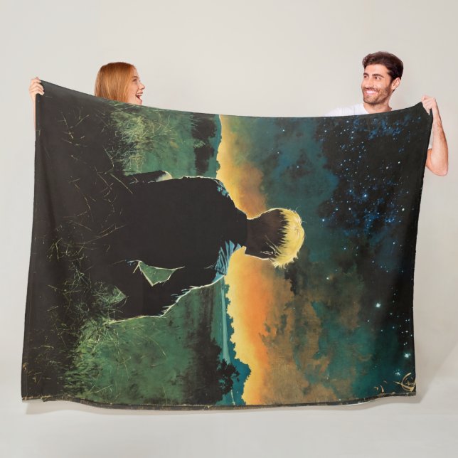 Manta Polar Hombre rubio en campo | Hombre bajo cielo nocturno (In situ)